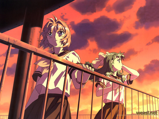 Sunset balcony anime characters ryuuguu free wallpaper for desktop - medium preview image