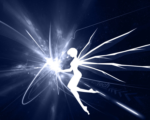 Woman running starfield lightbeams starburst free wallpaper for desktop - medium preview image
