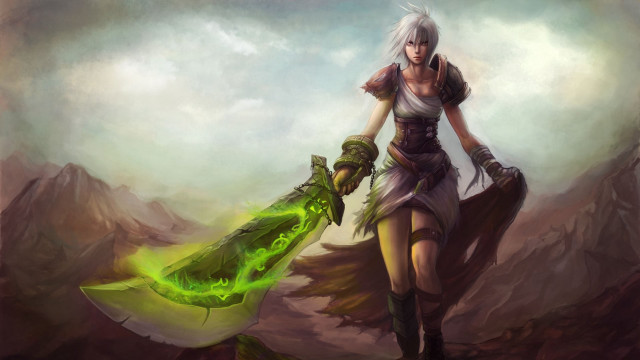 Woman green flame holding object free wallpaper for desktop - medium preview image