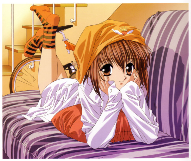 Girl couch cat bike anime free wallpaper for desktop - medium preview image