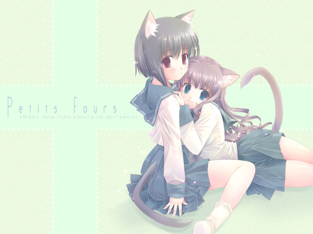 Anime couple green background furry free wallpaper for desktop - medium preview image