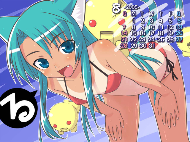 Blue haired cat ear girl free wallpaper for desktop - medium preview image