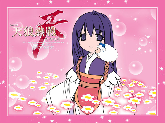 Girl pink background daisies cat free wallpaper for desktop - medium preview image