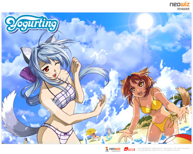 Cartoon two women beach bikinis free wallpaper for desktop - medium preview image