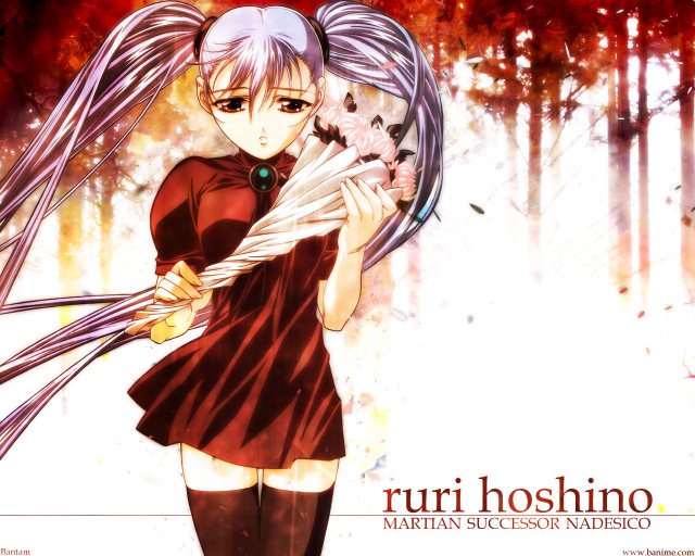 Girl bouquet red dress anime free wallpaper for desktop - medium preview image