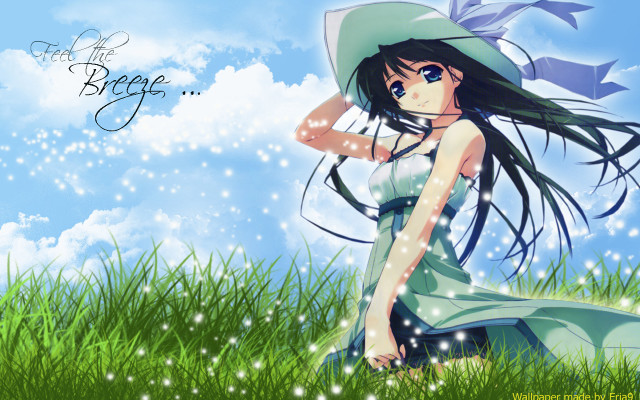 Girl hat flowers bird sky free wallpaper for desktop - medium preview image