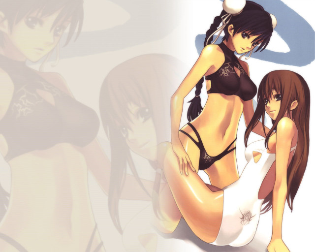 Anime girls bikinis tennis balls free wallpaper for desktop - medium preview image