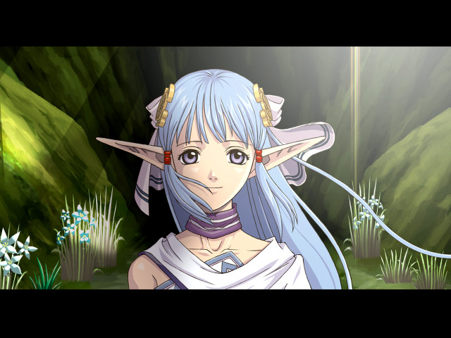Anime blue hair horns rpg free wallpaper for desktop - medium preview image