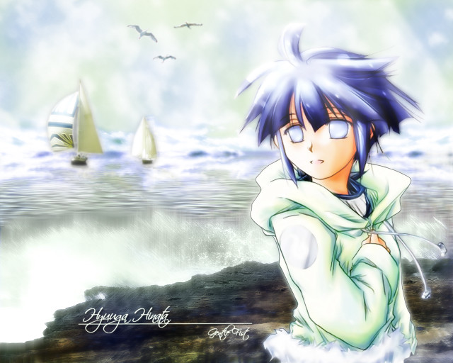 Anime boat sky ocean seagull free wallpaper for desktop - medium preview image
