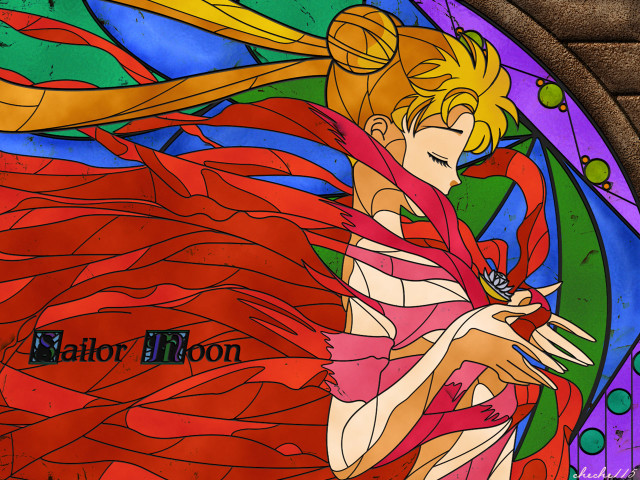 Stained glass woman red dress free wallpaper for desktop - medium preview image