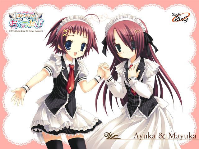 Two anime girls maid hair free wallpaper for desktop - medium preview image