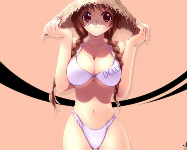 Woman bikini strawhat pink background free wallpaper for desktop - medium preview image