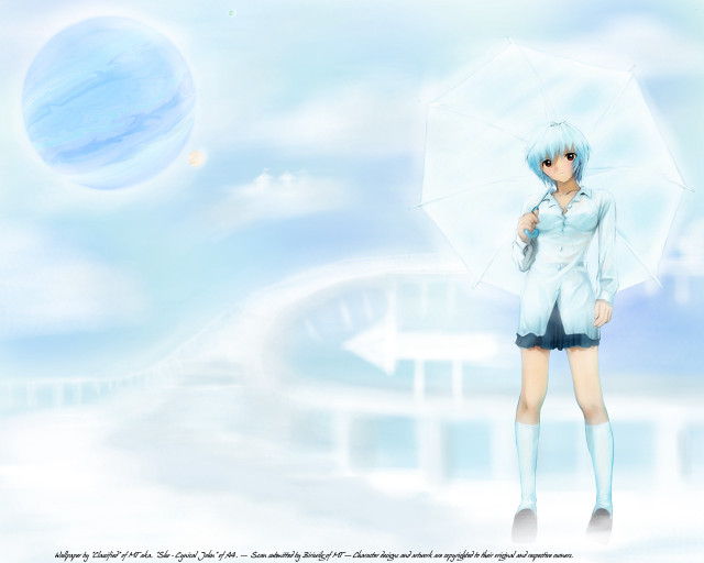 Blue sky umbrella planet clouds free wallpaper for desktop - medium preview image