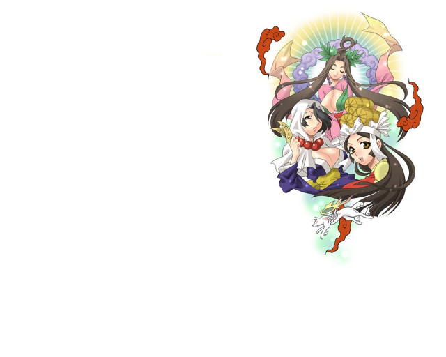 Anime characters umbrellas white background free wallpaper for desktop - medium preview image