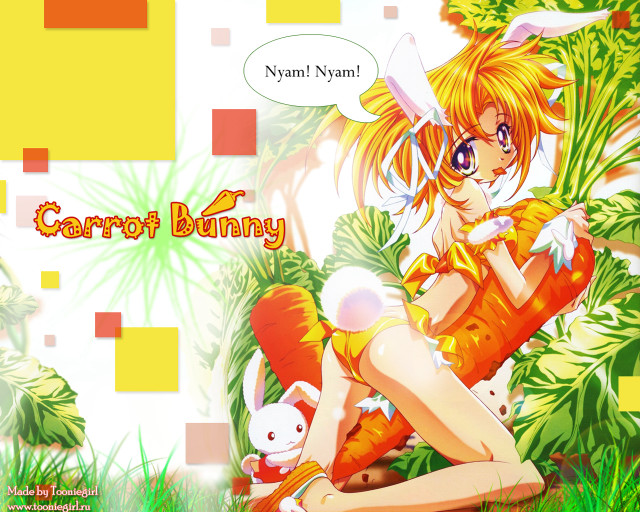 Cartoon girl bunny carrot anime free wallpaper for desktop - medium preview image