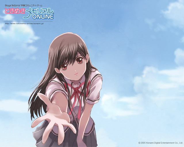 Girl school uniform outstretched hand free wallpaper for desktop - medium preview image