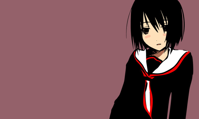 Anime girl black hair school free wallpaper for desktop - medium preview image