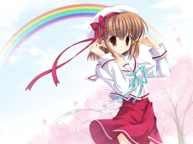 Girl sailor rainbow tree kyoto free wallpaper for desktop - medium preview image