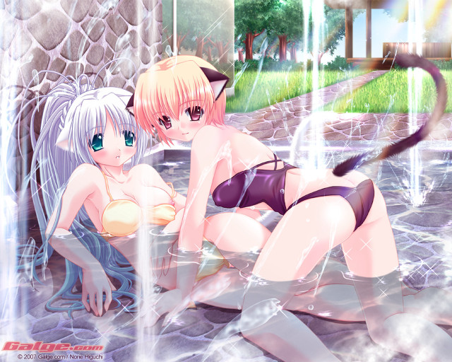 Anime girls bathing suits pool #2 free wallpaper for desktop - medium preview image