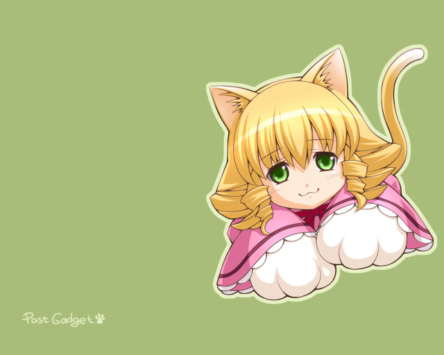 Cat ears blonde girl green free wallpaper for desktop - medium preview image