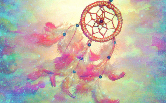 Dream catcher feathers colorful background free wallpaper for desktop - medium preview image