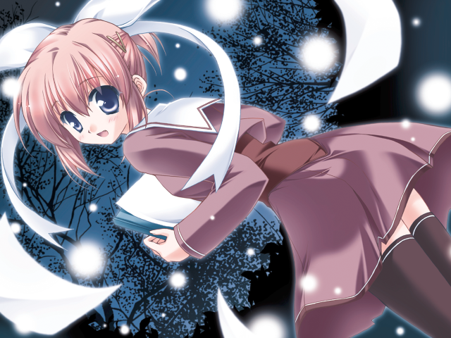 Pink moonlight girl flying snow free wallpaper for desktop - medium preview image