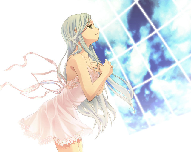 Girl pink dress blue sky free wallpaper for desktop - medium preview image