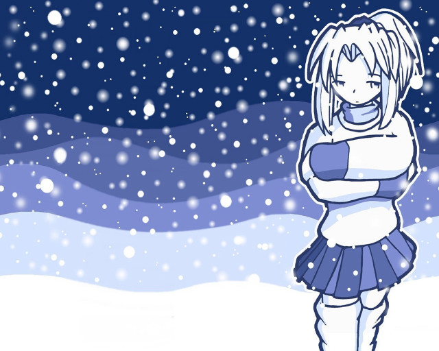 Girl snow scene manga astral free wallpaper for desktop - medium preview image