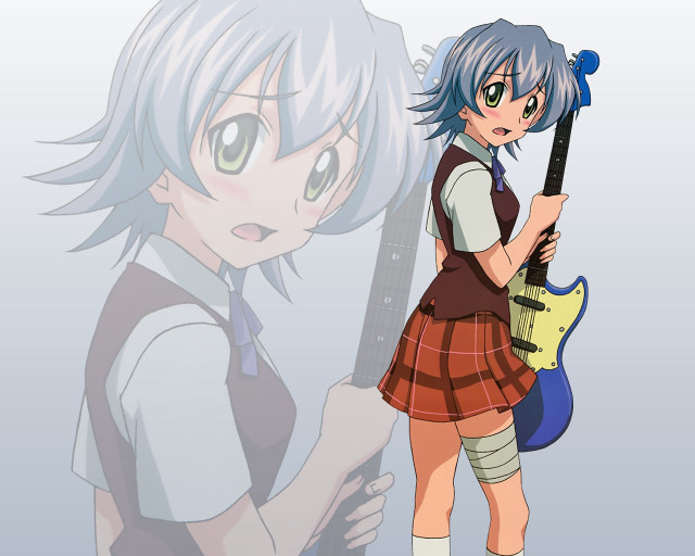 Girl guitar backpack rayonism portrait free wallpaper for desktop - medium preview image