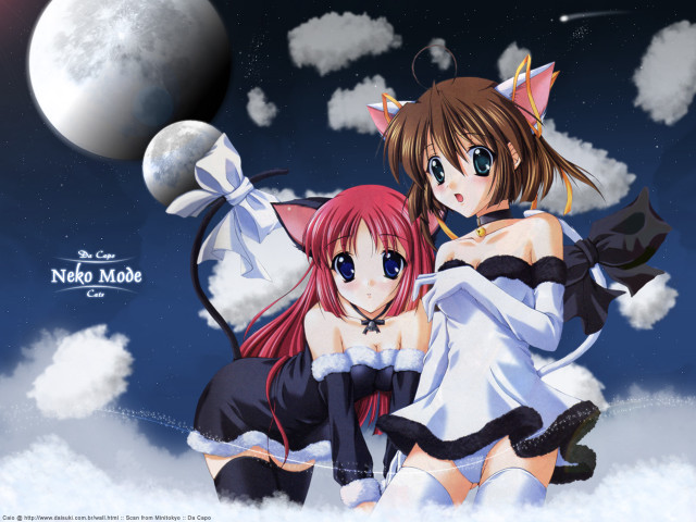 Anime girls clouds moon christmas free wallpaper for desktop - medium preview image