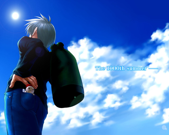 Silver hair man moon sky free wallpaper for desktop - medium preview image