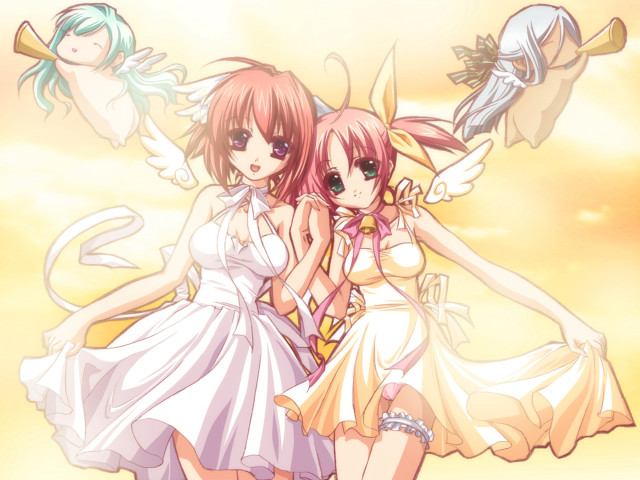 Anime girls angel wings phone free wallpaper for desktop - medium preview image