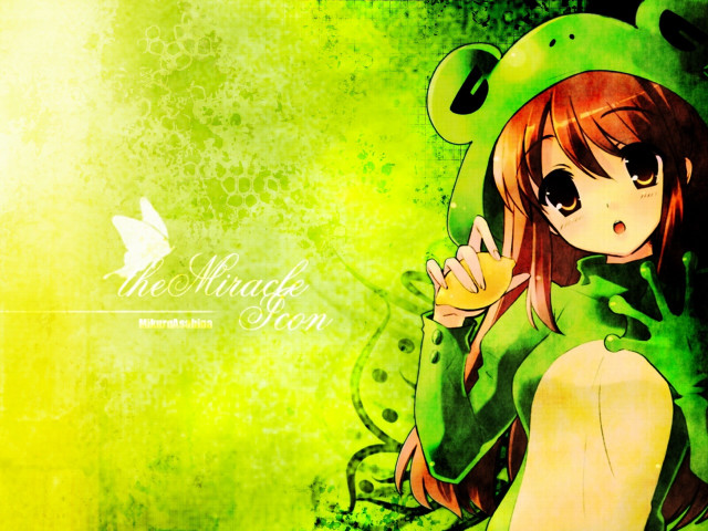 Girl green hat bear field free wallpaper for desktop - medium preview image