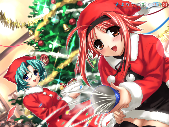 Christmas girls red coat white free wallpaper for desktop - medium preview image