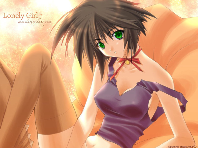 Green eyes purple shirt anime free wallpaper for desktop - medium preview image
