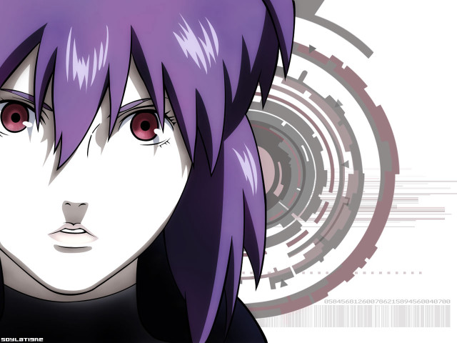 Purple hair red eyes futuristic free wallpaper for desktop - medium preview image