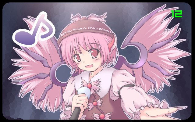 Pink hair angel wings microphone free wallpaper for desktop - medium preview image