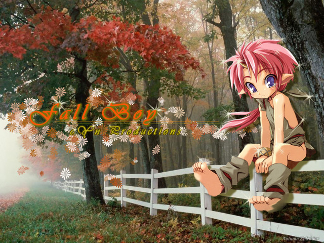 Pink hair elf fence autumn free wallpaper for desktop - medium preview image