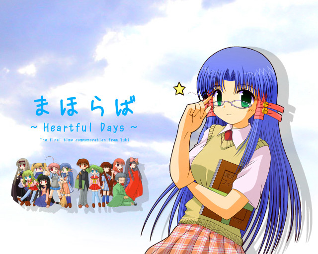 Blue haired girl glasses star free wallpaper for desktop - medium preview image