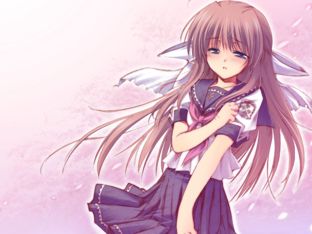 Girl angel wings pink snowflakes free wallpaper for desktop - medium preview image