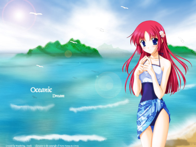 Girl beach ocean blue dress free wallpaper for desktop - medium preview image
