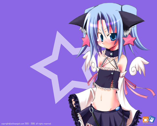 Anime girl blue hair wings #3 free wallpaper for desktop - medium preview image