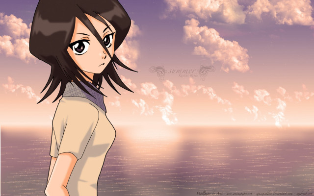 Girl pink sky ocean anime free wallpaper for desktop - medium preview image