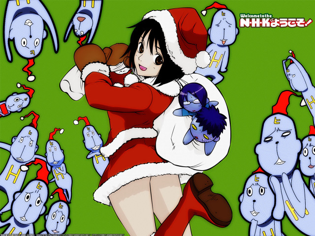 Cartoon santa woman blue cats free wallpaper for desktop - medium preview image