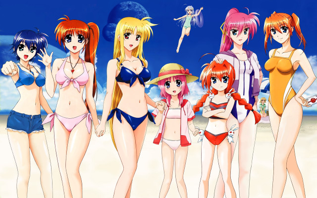 Beach group women bikinis anime free wallpaper for desktop - medium preview image