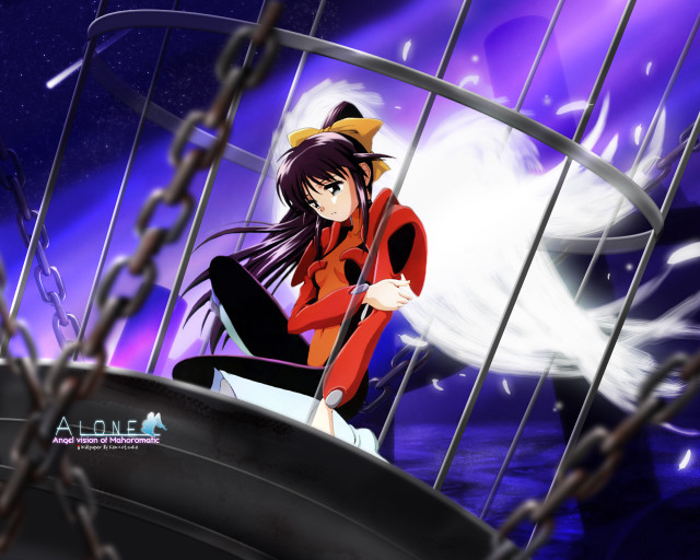 Anime girl boat ocean purple free wallpaper for desktop - medium preview image