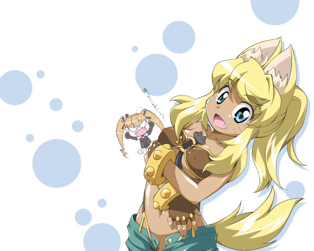 Anime wolf girl bubbles paw free wallpaper for desktop - medium preview image