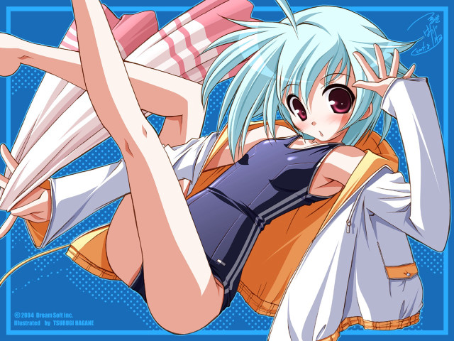 Blue haired anime girl rayonism free wallpaper for desktop - medium preview image