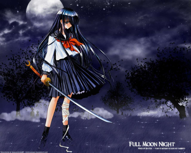 Moonlight gothic girl sword fullmoon free wallpaper for desktop - medium preview image