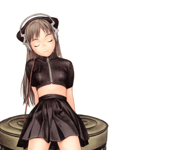 Chizuko yoshida girl stool headphones free wallpaper for desktop - medium preview image